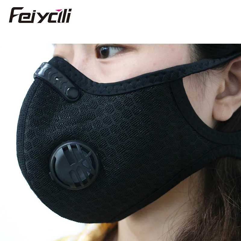 

Feiyali training adjustable sports mask with filter with valve, Black