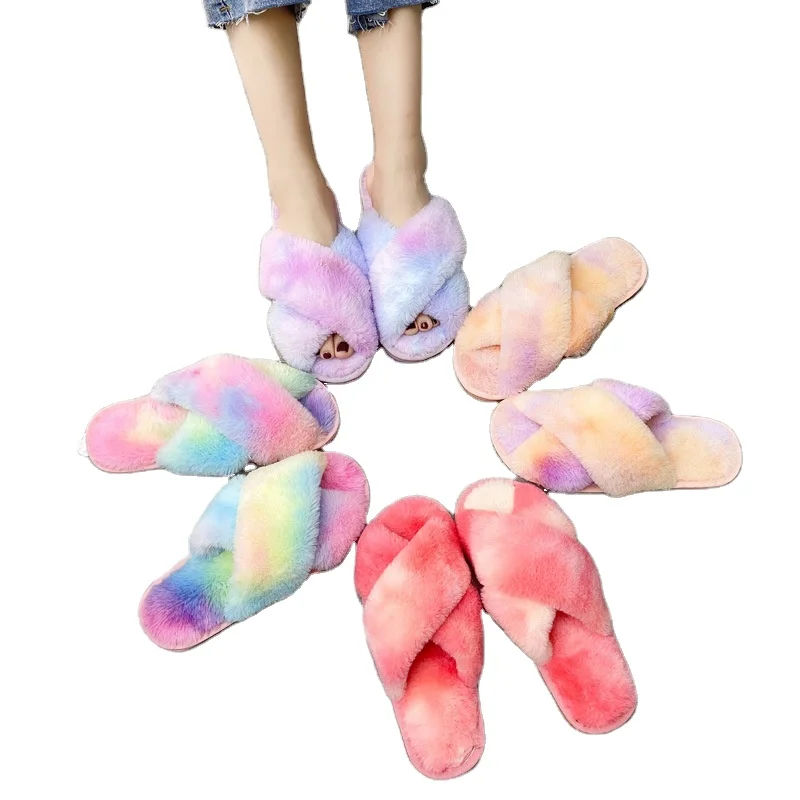 

MIO Plush Solid Color Slippers Home Comfort Wholesale Non-Slip Winter Fur Slippers, 7 colors in stock