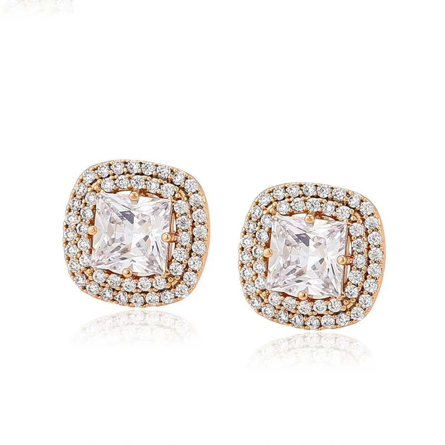 

custom gold plated fashion jewelry designer luxury zircon women earrings