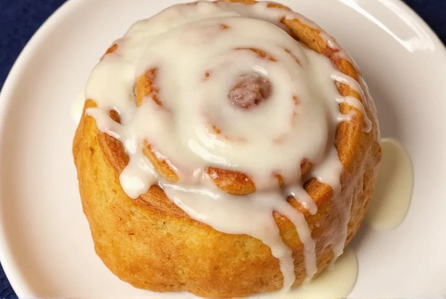 Close-up of soft cinnamon rolls with heavy cream showing moist interior and glossy glaze