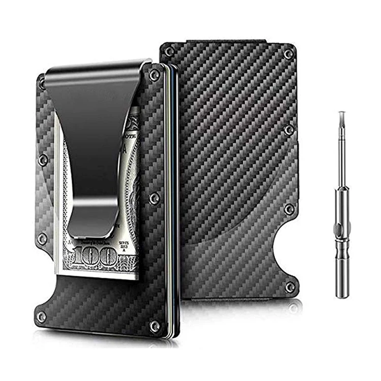 

Custom Aluminum Card Holder Slim RFID Blocking Wallet Men Women Carbon Fiber Wallet