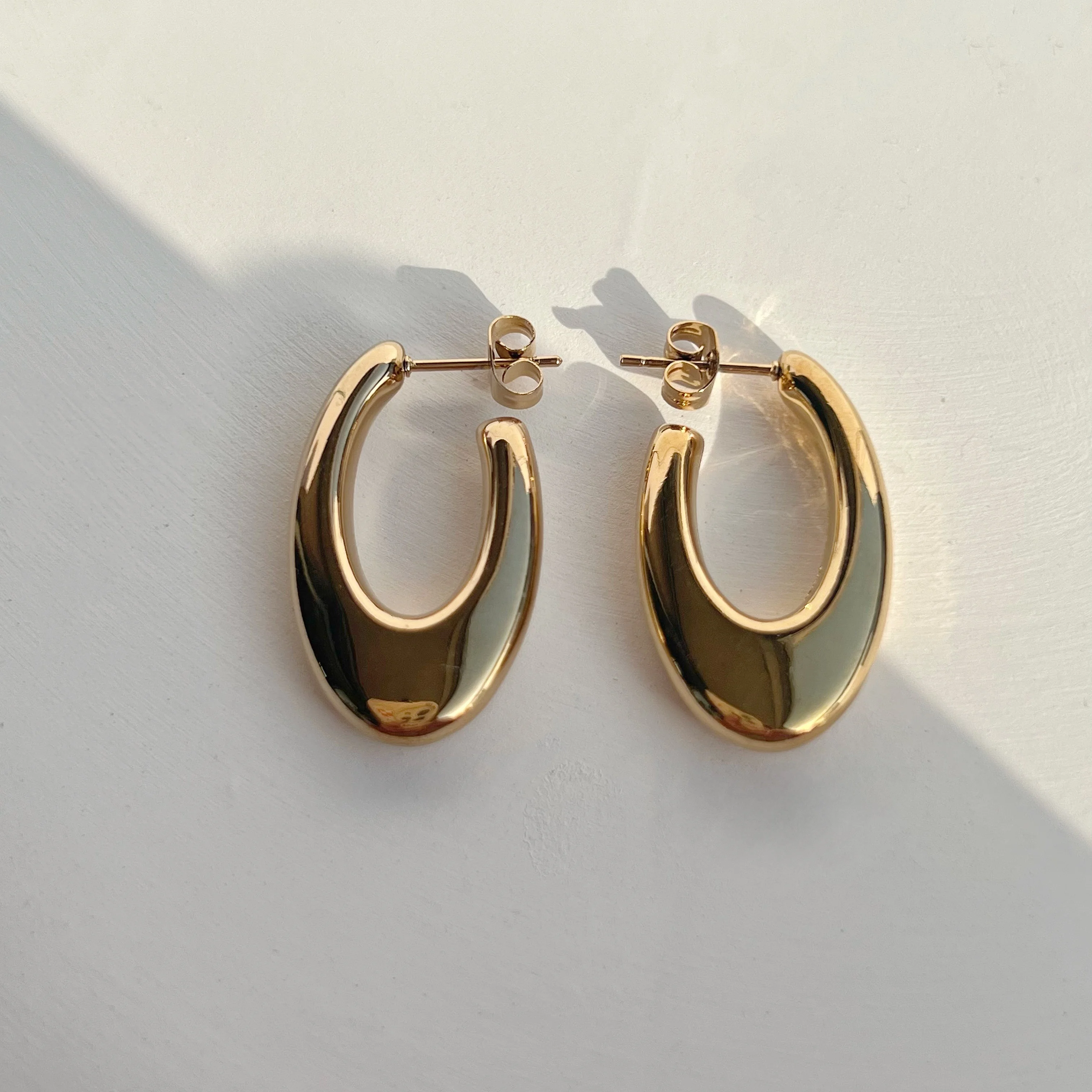 2024 Dazan New 18k Gold Plated Unique Design Hypoallergenic Stainless Steel Geometric Ins Style Large Earrings For Women