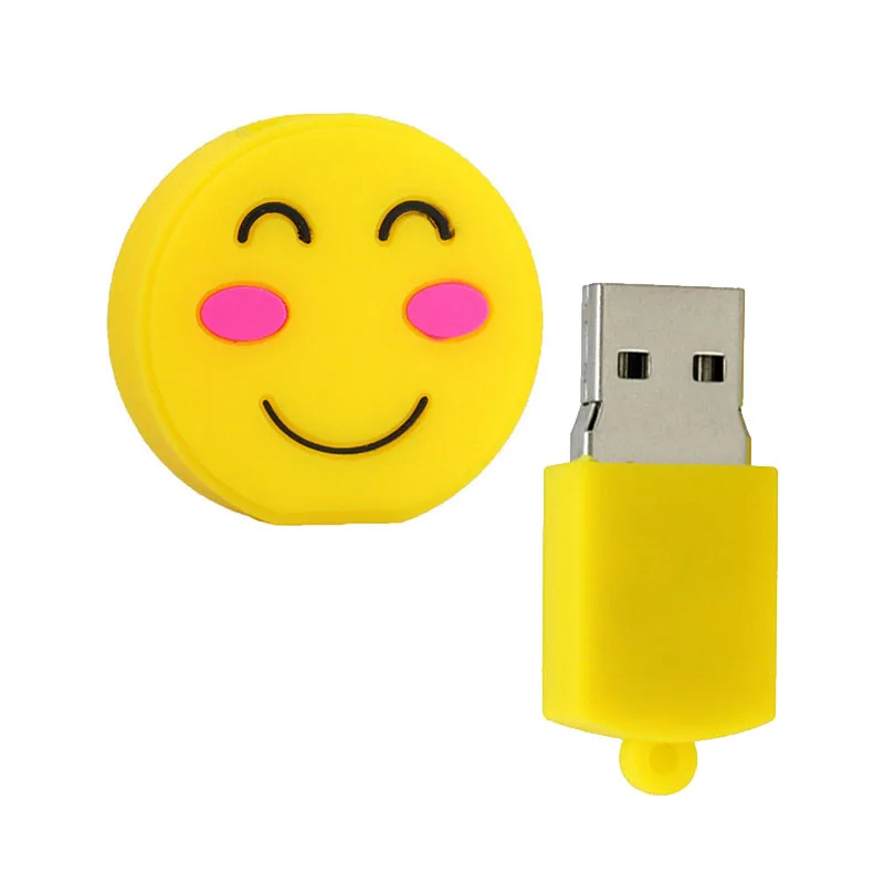 

Factory custom PVC usb flash drive cartoon open mold silicone usb storage 128 GB memory stick smiling face 4gb usb flash drive