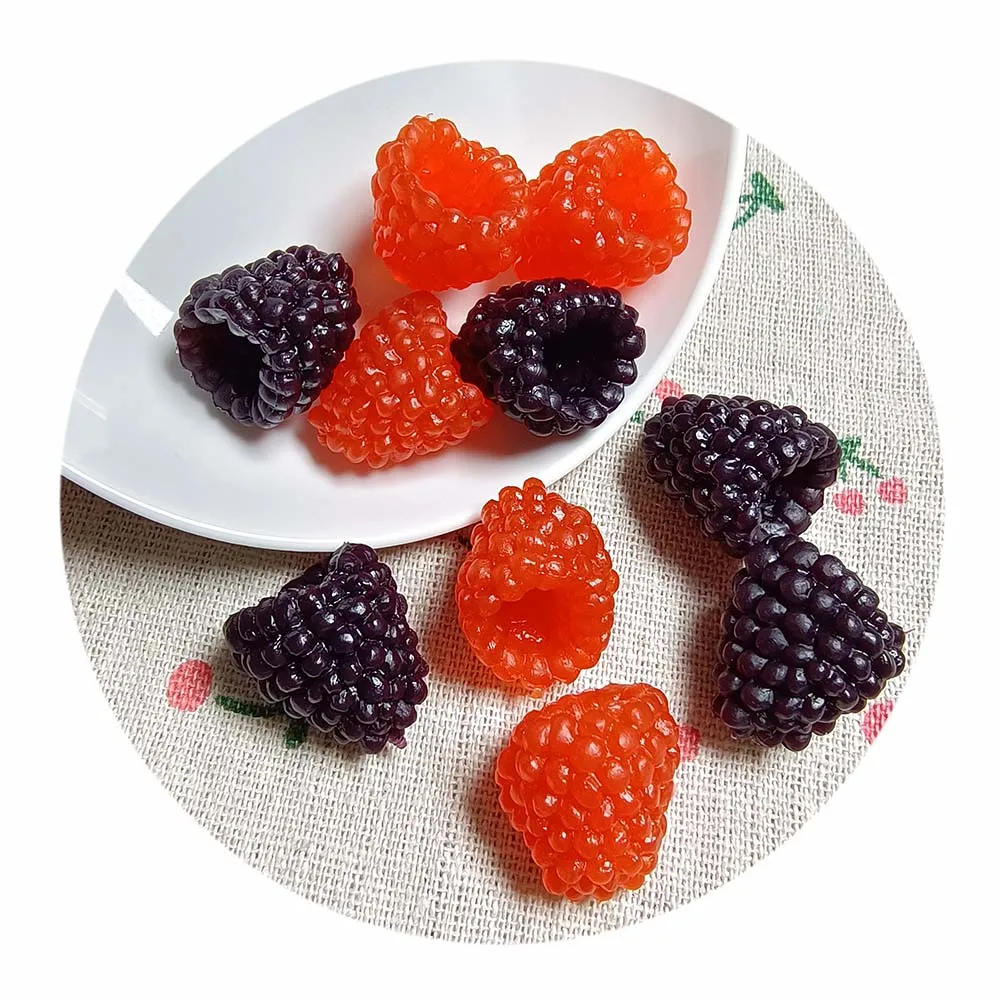 

Creative 100pcs 20*21MM Artificial Raspberry Fruit Decorations Plastic Ornaments for DIY Crafts Resin Kitchen Room Decor