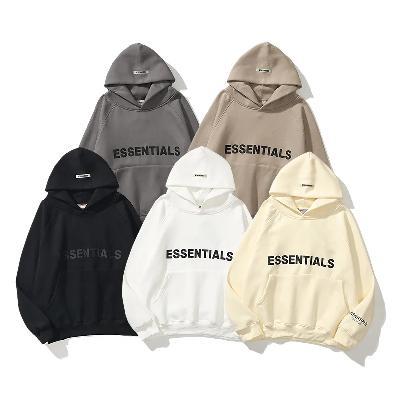 

2021 Autumn ESSENTIALS Hoodies Duplex Printing And Dyeing Laminated Three-Dimensional Word British style 100% Cotton Hoodies, Customized colors