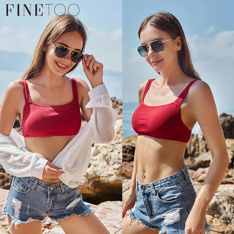 

FINETOO Women Seamless Tops Wide Shoulder Strap Tanks Girls Bralette Ladies Wireless Camisoles S-XL Tube Top Soft Lingerie 2021