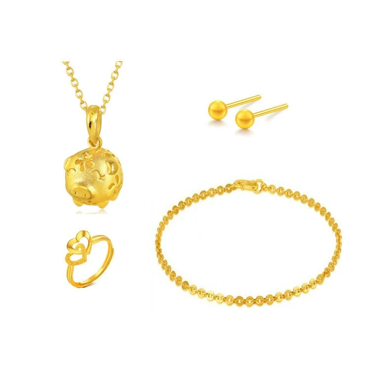 

Gold Plated Bracelet Jewelry Bracelet Gold Jewelry Cat Pendant Bracelet Ring Set