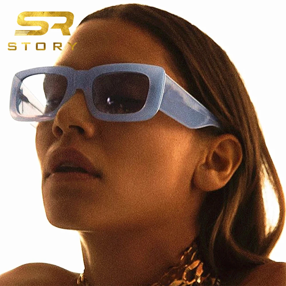 

STORY W137 High Quality 2021 Brand Design Vintage Oversized Square Sunglasses Women Men 90s Trendy Retro Blue Frame Sun Glasses