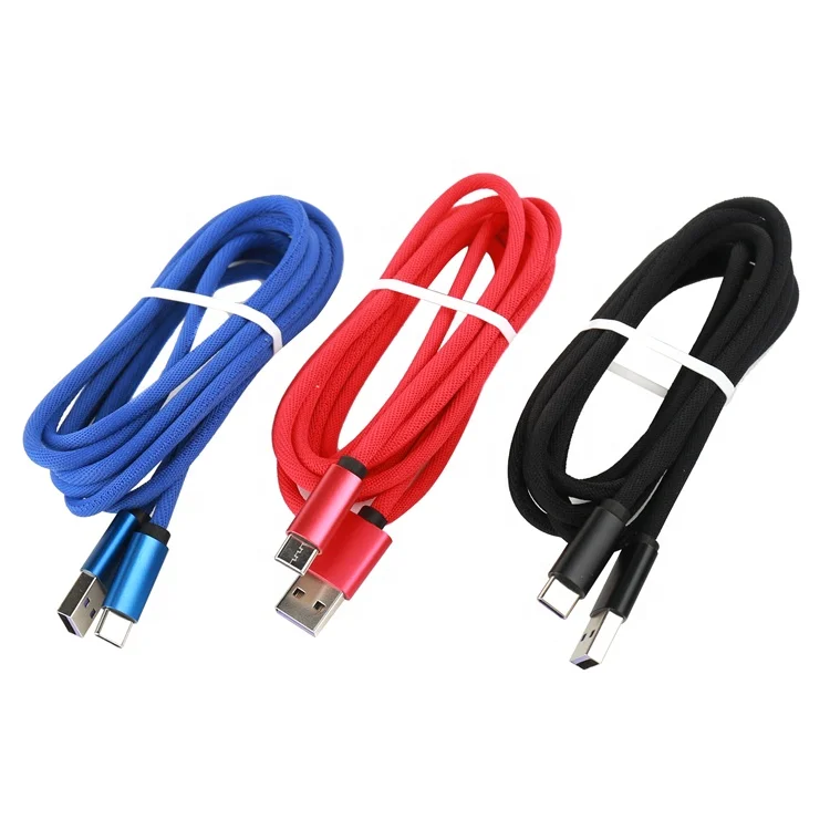 

1m/1.2 m Nylon Braided USB-C 5A Super Fast Charging Cable Type-C Quick Data Charger Cable For Huawei P40 Mate 30, Black/red/blue