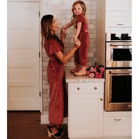 

Wholesale New Design Family Mommy and Me Matching Outfits Jumpsuits Rompers Mother Daughter Velvet Clothing for Party