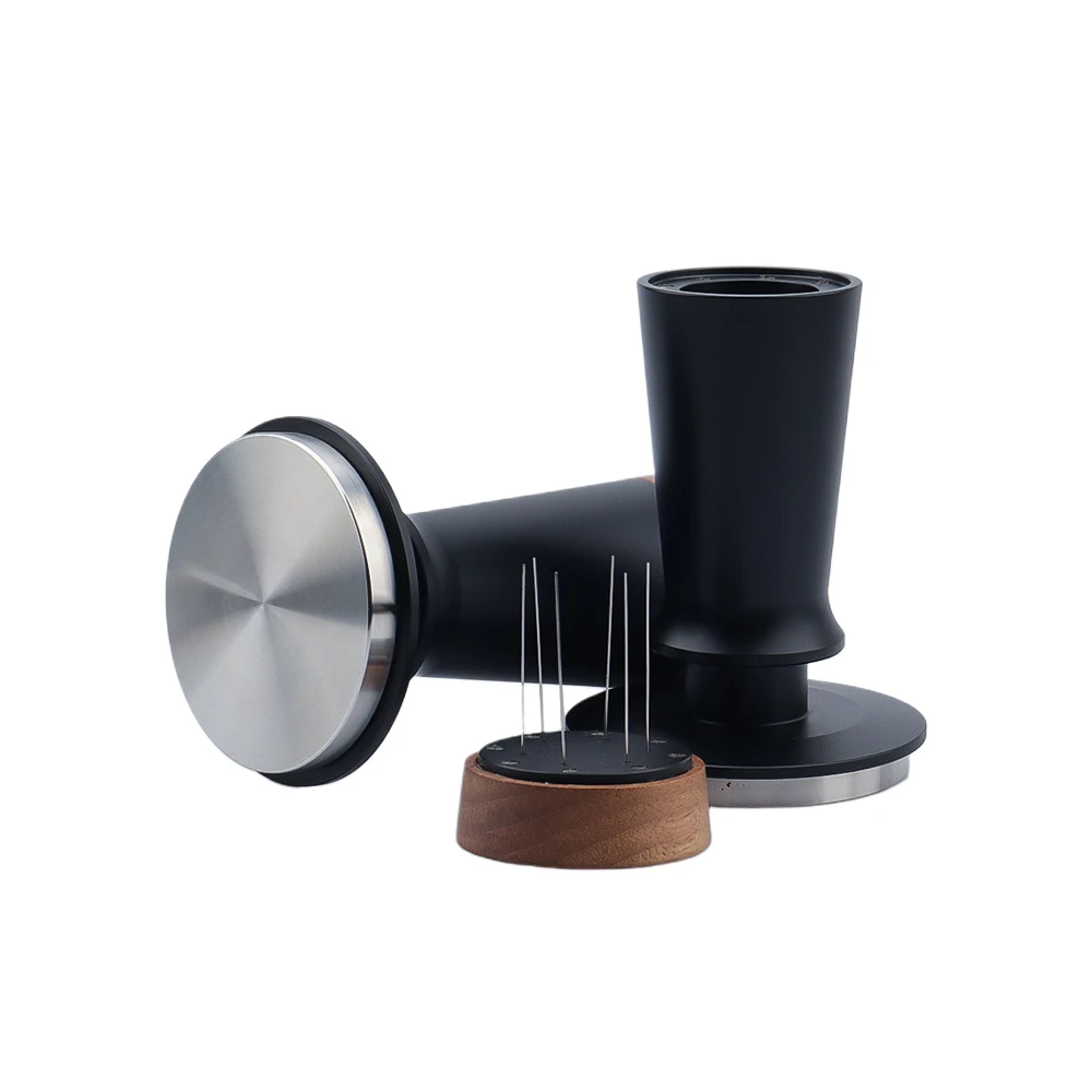 New Design Multifunction 304 Stainless Steel Double Springs Coffee Tamper Wooden Coffee WDT Tools