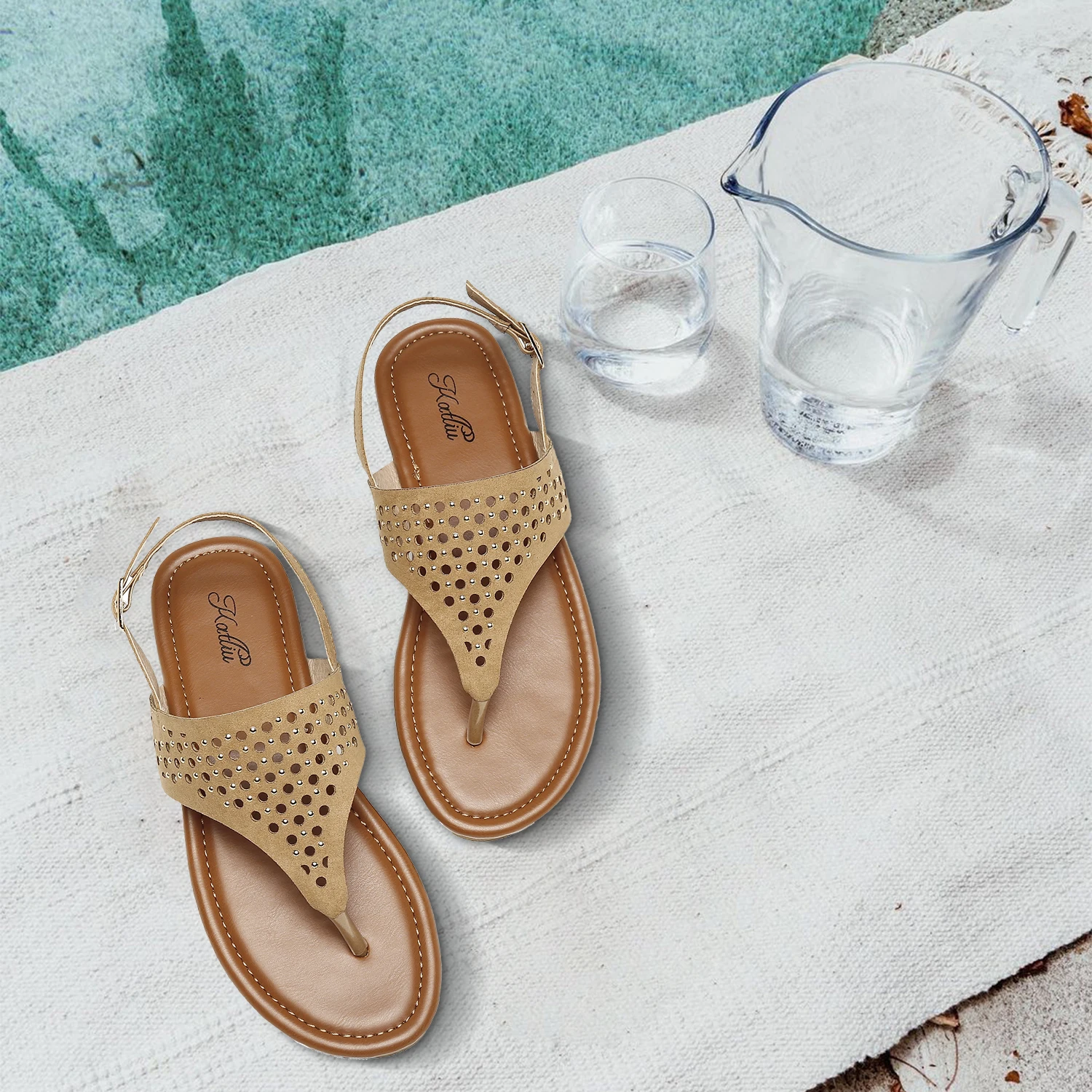 

Summer Beach Sandals Slide Slipper Women Ladies Bohemia Casual Shoes, 4 colors