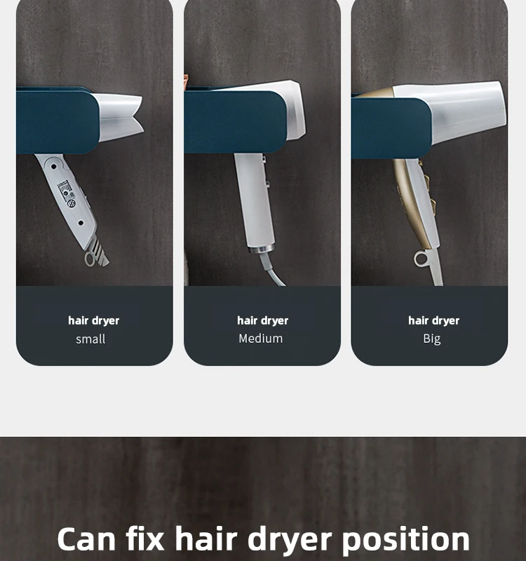 Adhesive Hair Dryer Holder Wall Mount-No Drilling Hair Dryer Styling Tools Organizer Storage- Multifunctional Shelf