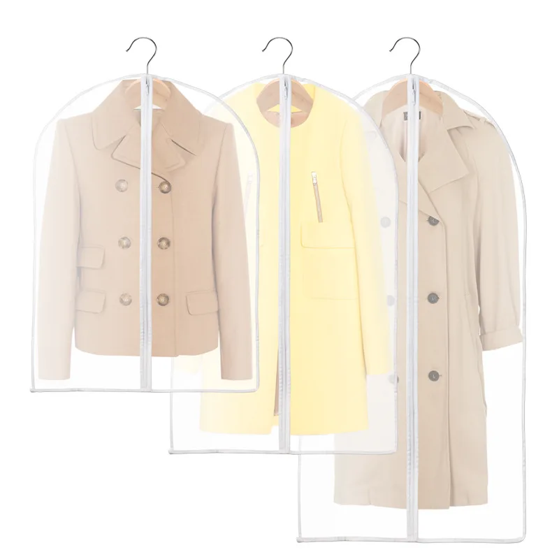 

Black Zipper Transparent Hanging Clothes Dust Cover Translucent Eva Dustproof Garment Bag Suit Cover