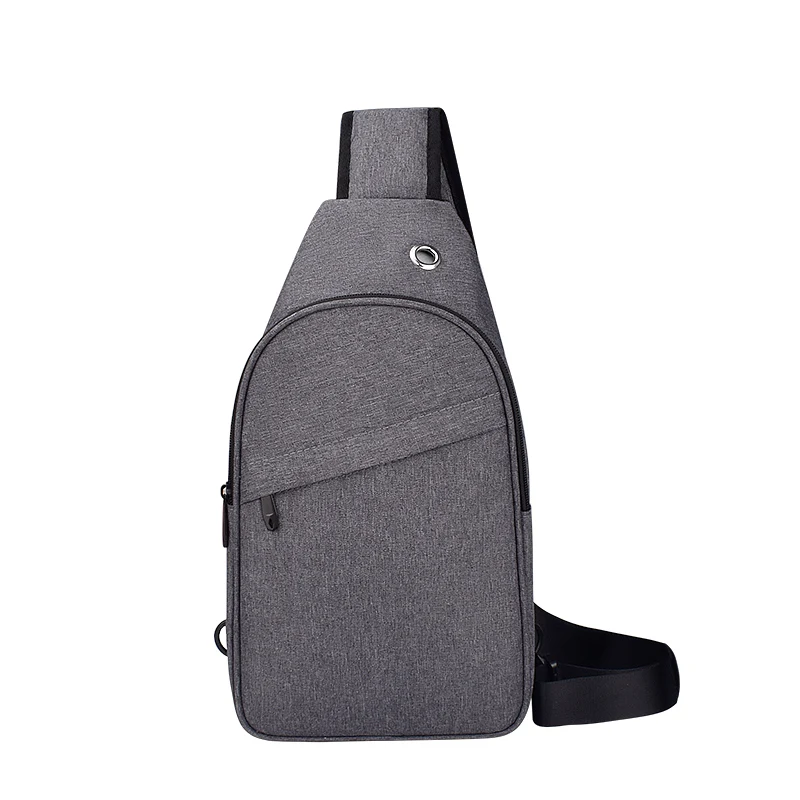 

Casual messenger bag men chest bag with USB charging port earphone hole factory wholesale cheap bag, Black/gray/light gray