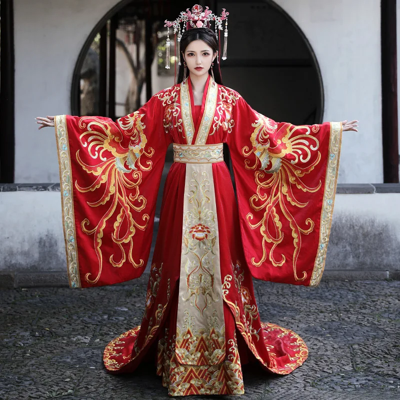 

Wedding Hanfu Readymade Classical Red Hanfu Wedding Gown Hot Elegant Chinese Traditional Couple Wedding Clothes, Ten great iii of peach blossoms hanfu cloths anhui gown classical yiwu