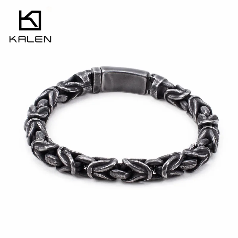 

KALEN Stainless Steel Brushed Link Chain Bracelet Men