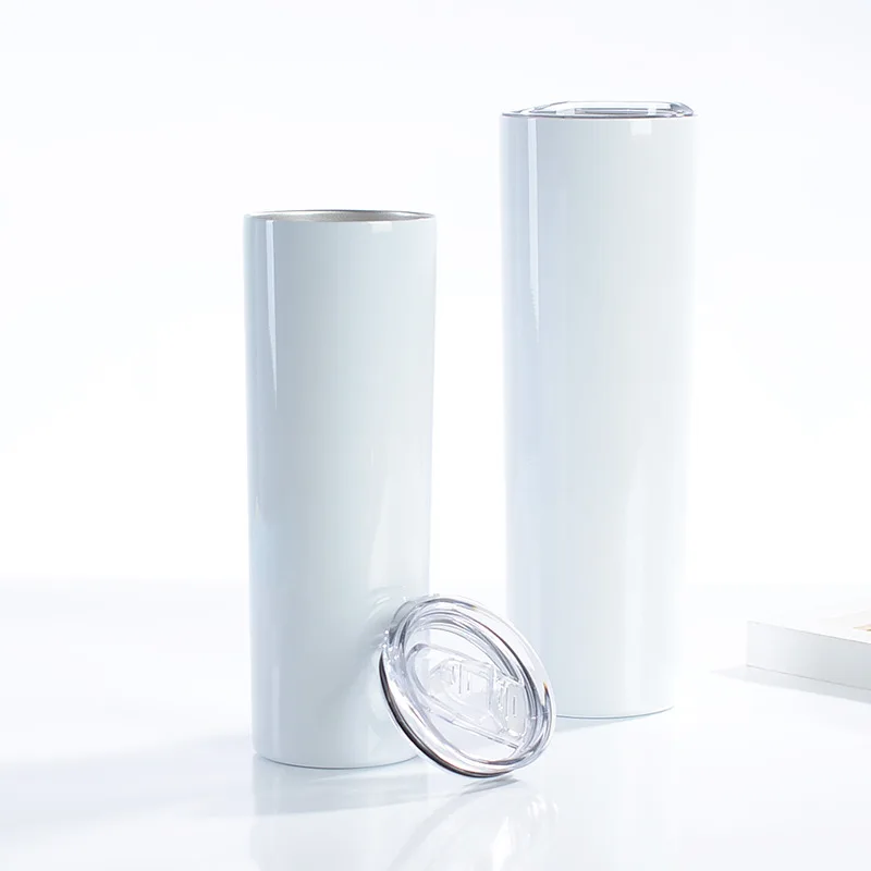 

in stock stainless steel tumblers for sublimation printing 20 oz 30 oz straight skinny blank sublimation tumbler, White