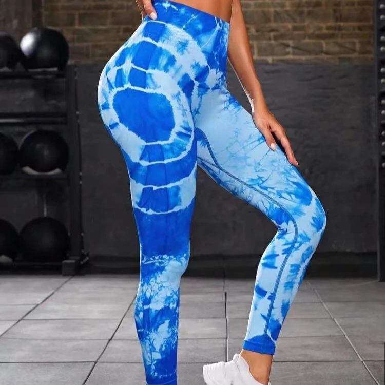 

Top Selling Seamless Tie Dye leggins para mujer Women Butt Lifting Pants Fitness Yoga leggings sin costura GYM Scrunch Leggings