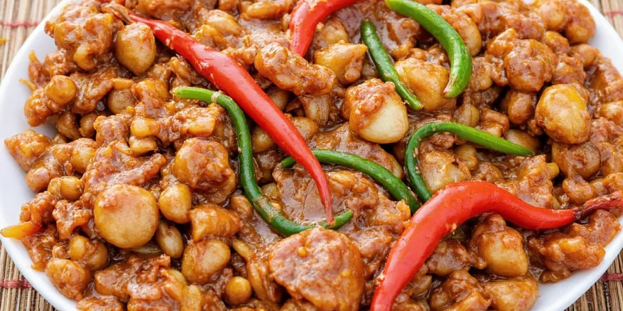 Platter of popular Sichuan dishes including mapo tofu, kung pao chicken, dan dan noodles