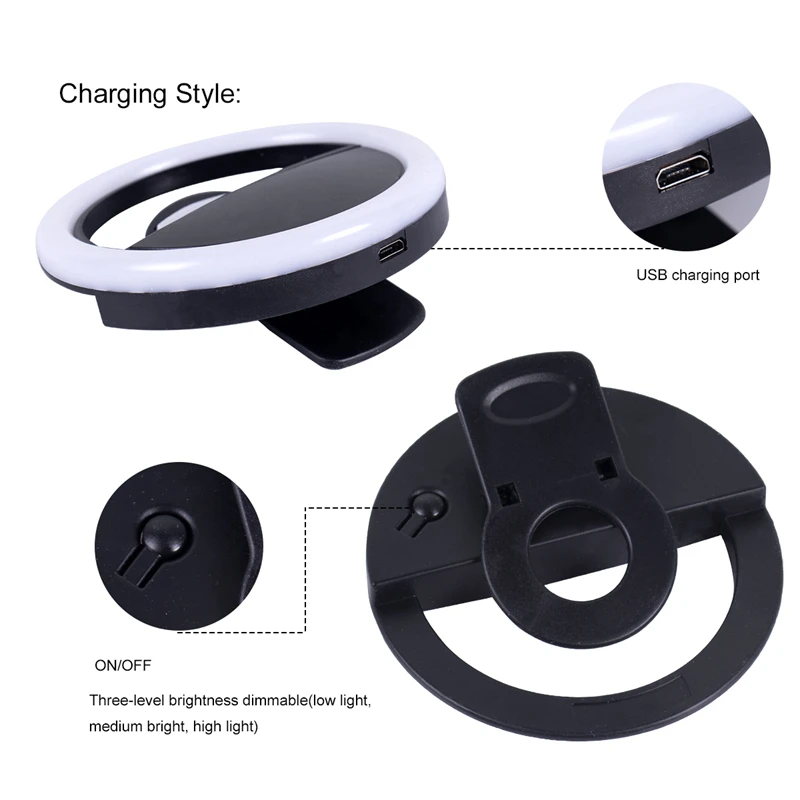

3.3 inch cute pink carry-on portable cat ear phone selfie ring light