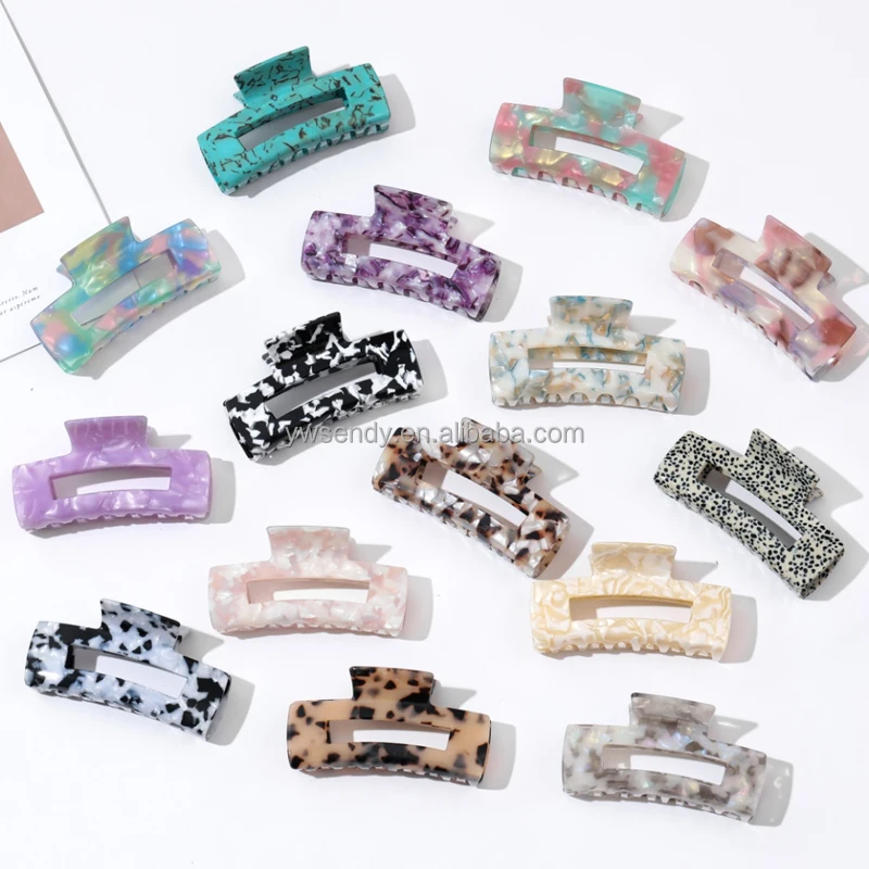 Hot Sale fashion 10.5cm large hair claw Floral Square Tortoise shell Acetate hair Claw Clips for Women hair claw clips