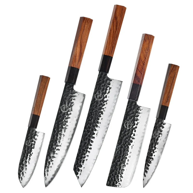 

Hang forged Kitchen Knife Set Japanese AUS10 Steel Chef Santoku Nakiri Kiritsuke Utility Knives Sashimi Sushi knife