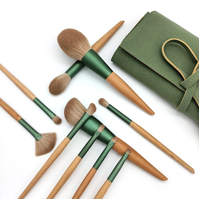 

2021 Private Label 10PCS Natural Wood Makeup Brushes Set