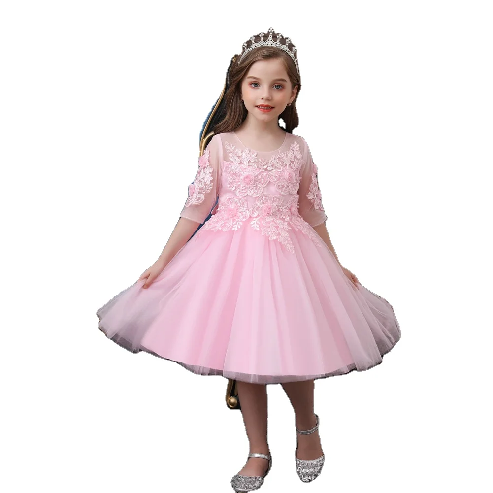 

2021 Summer new arrived short sleeve children gown girl dress birthday kids wedding designs christmas dresses children