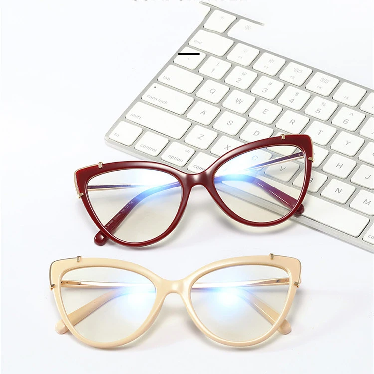 

Metal Eyewear Frame Eyeglasses Women Brand Optical Spectacles Women Transparent Lense Blue Light Blocking Glasses Flexible, Mix color or custom colors