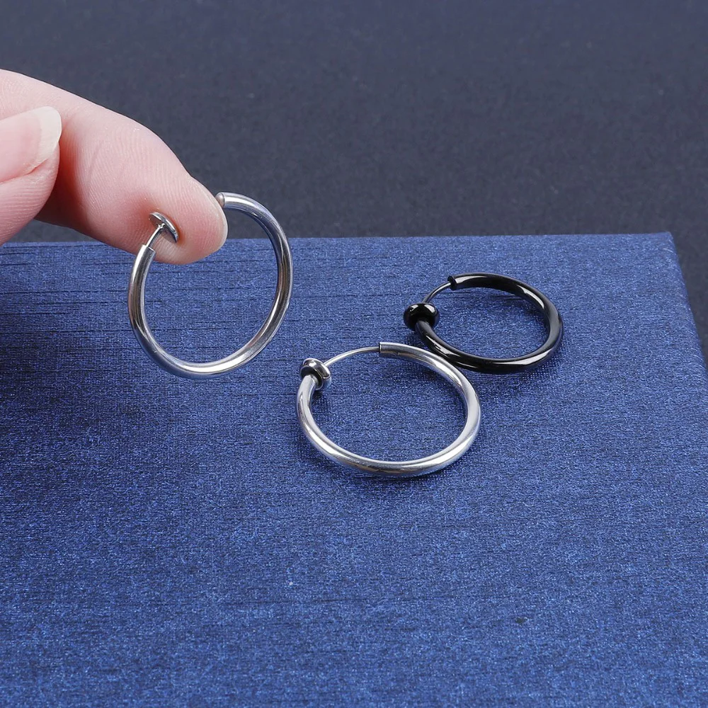 

Nose Ring retractable earrings Hoop Faux Lip Earrings Cartilage Septum Clip on Ear Lobe Helix Anti Conch Non Piercing