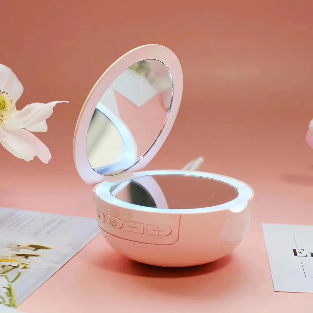 

Mini Wireless Smart Speaker 3 In 1 USB Charging Portable Makeup Mirror With LED Fill Light
