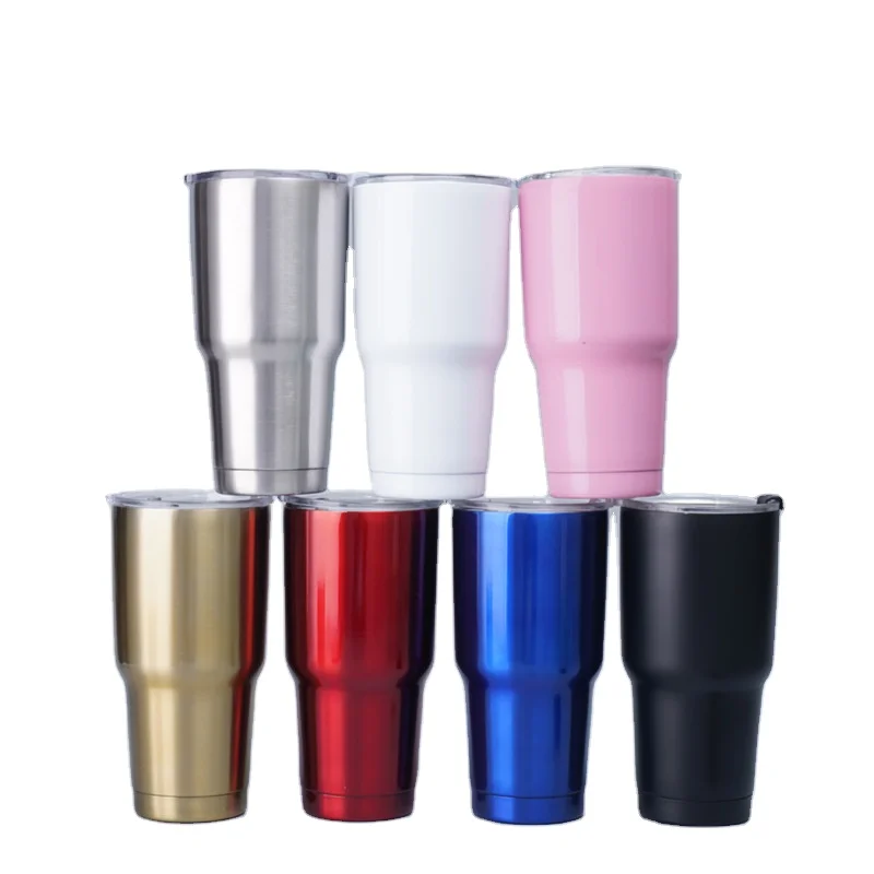 

wholesale 30oz Double walled stainless steel tumbler cups vacuum insulated travel tumbler with straw lid brush tumbler cups, Red,blue,pink,black, white,golden,sliver
