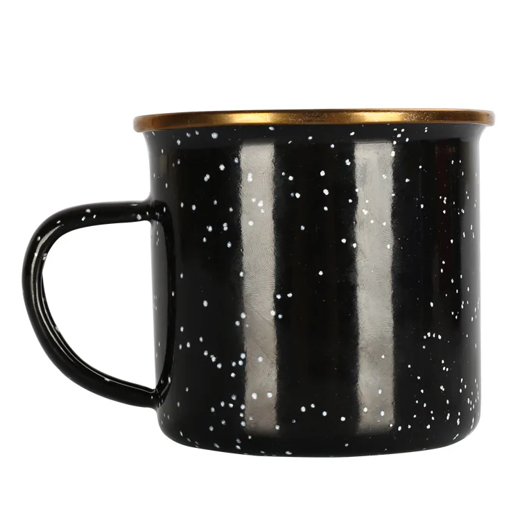 

MIKENDA Wholesale customized cup logo printing camping enamel steel mug, Blue, red, pink