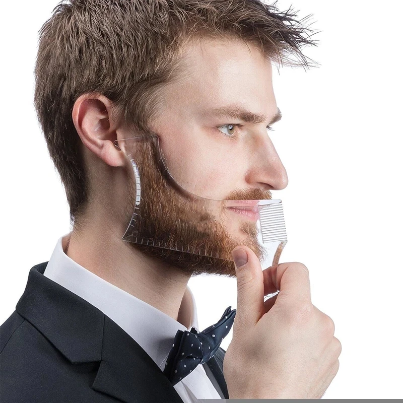 

Men's Beard Shaping Template Comb Transparent Men Beard Comb Beauty Tool Beard Trimming Template Hairstyle, Black, transparent