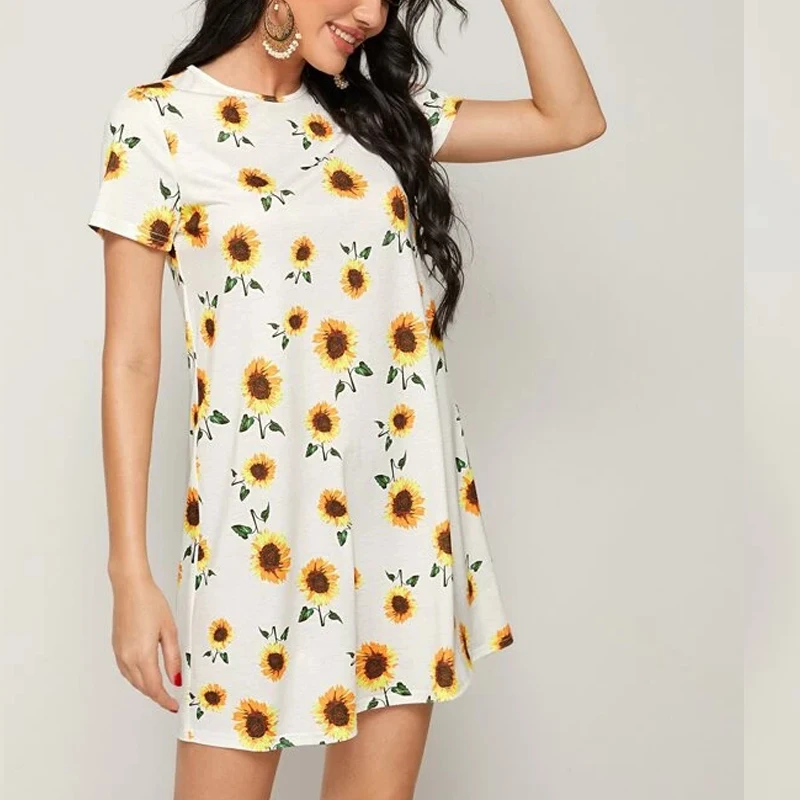 

Printed short sleeve casual dress, Customized avaiable