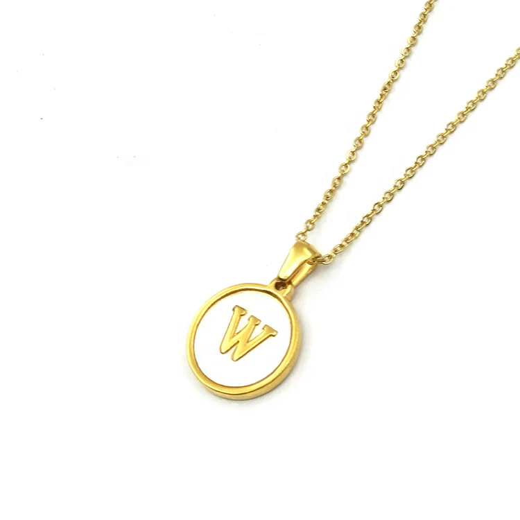 

Wholesale hot sale round A to Z letter necklace pendant necklace geometric name ladies initial gold necklace, Gold color