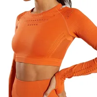 

Fitness clothing custom made sports Seamless Yoga Workout Running Long Sleeve Crop Tops