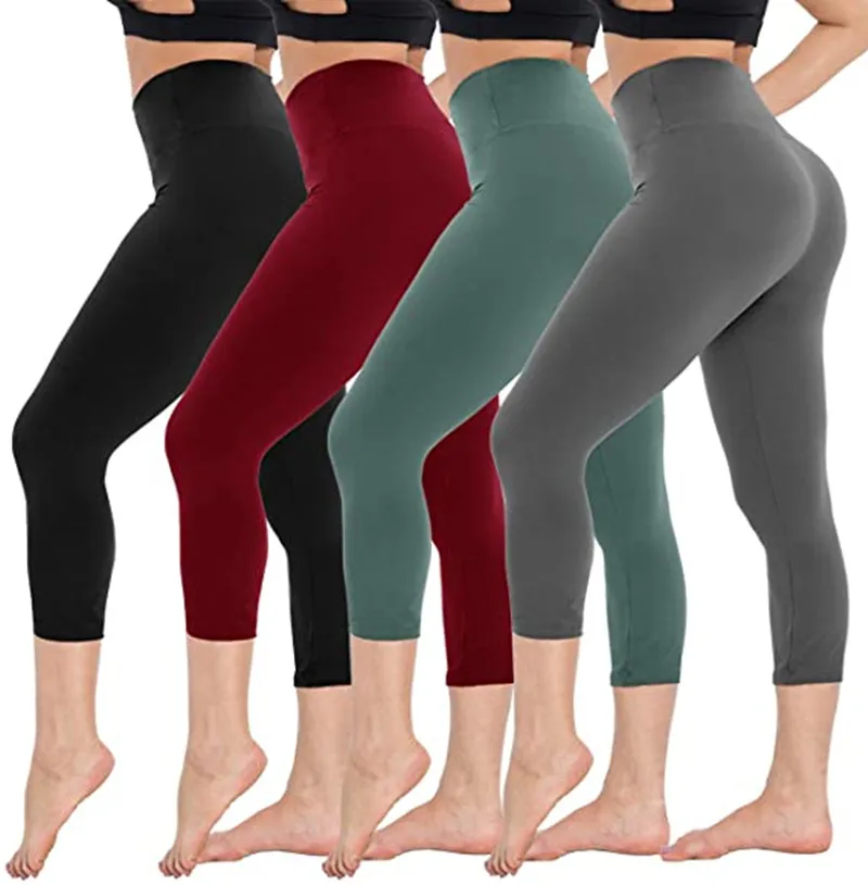 

Women's spring summer seamless cotton tight capri leggings fitness yoga leggings capri pants