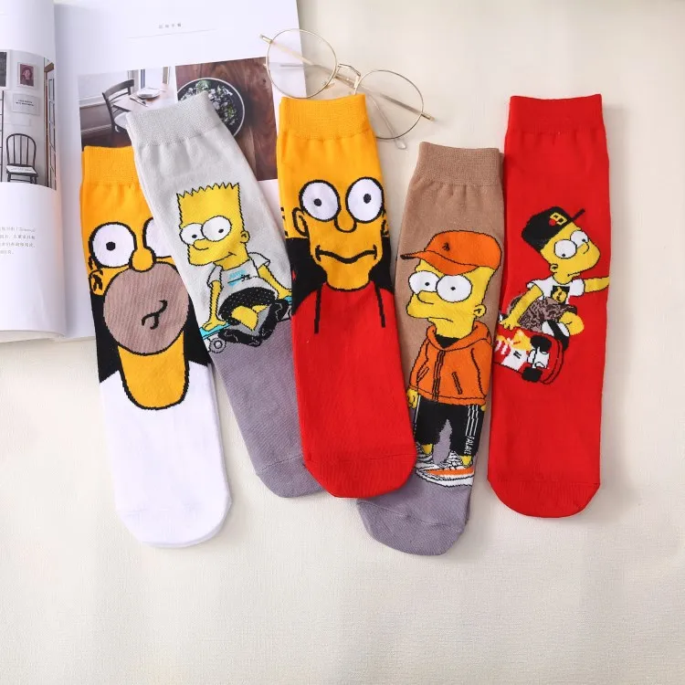 

Cartoon pattern socks Funny happy comics men fashion cotton animados custom tube crew designer thermal anime cartoon socks