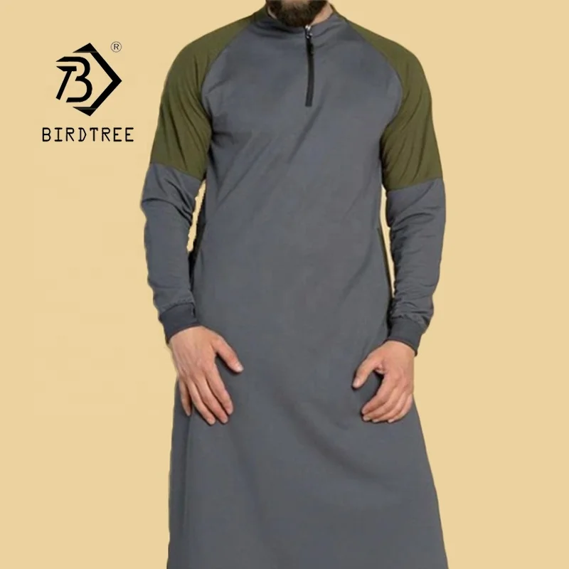 

Thobe Muslim With Zipper And Size Pocket Men Islamic Clothing Solid Color Arab Design Daffah Dress Saudi Fashion T12701X, 6 colors