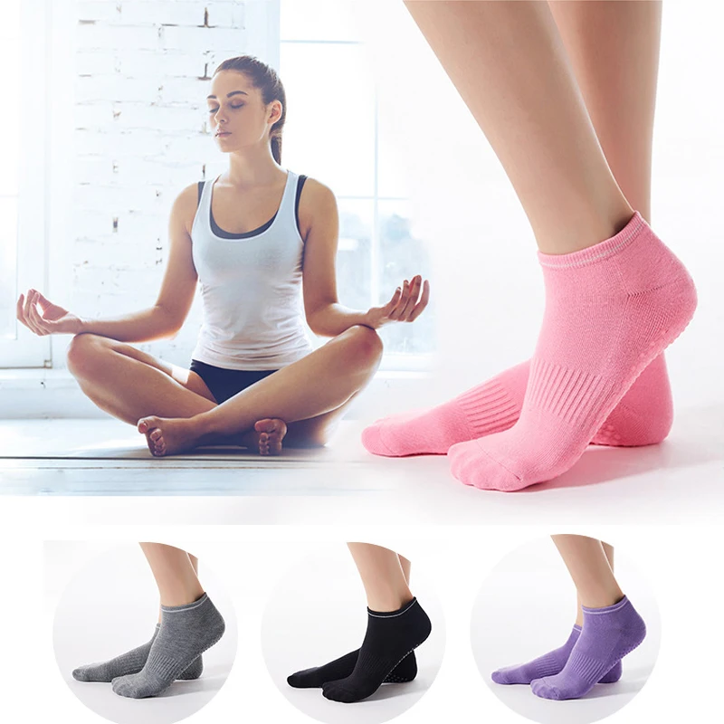 

Non Slip Women's Anti-Skid Breathable Sports Dance Exercise Pilates Barre Yoga Cotton Socks with Grips