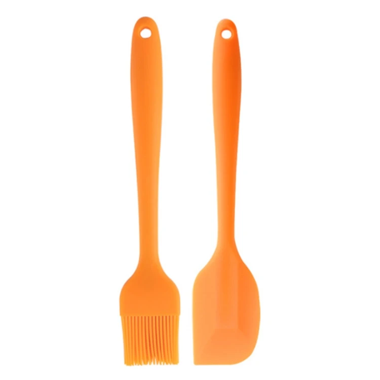 

OKSILICONE Eco-friendly Silicone Spatula Brush Set Non Stick Heat Resistant Baking Mixing Scraper Durable Silicone Oil Brush, Orange/yellow/sky blue/red/green/black/pink/customized