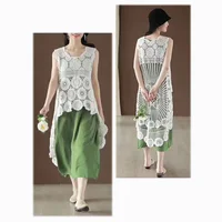 

I001-0519 Elegant Tulle Embroidery Sleeveless Lace Maxi Dress Lace Dresses For Women