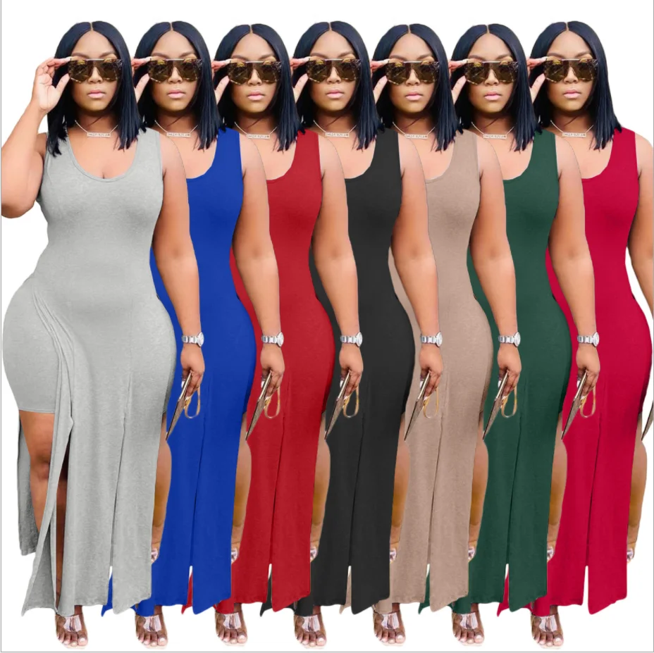 

2021 Women Summer Casual Sleeveless Dresses Plus Size Tight Dresses Pencil Skirt Women Sexy Club Wear Women Dress, Picture