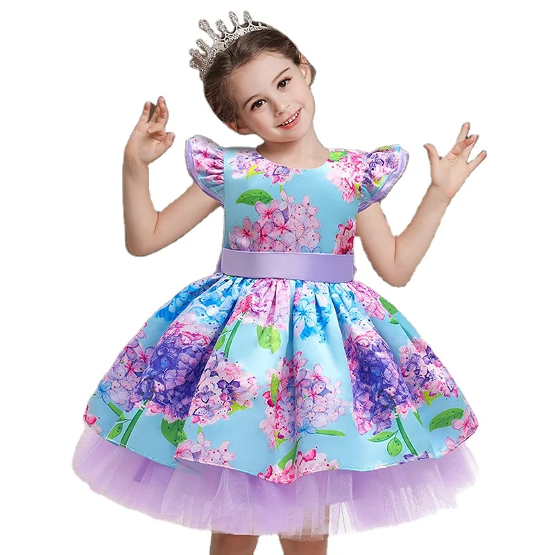 

OEM Toddlers Girls Clothing Short Ruffled Mini Wedding Party Gown Kids Lace Princess Fancy Dress Children Flower Girls Dresses, Other colors can be customized