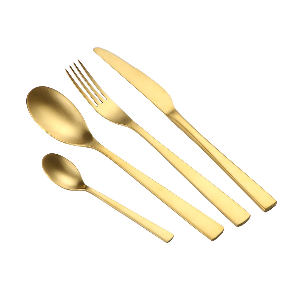

Food Grade Staniless Steel 18/10 Classic Flatware Matte Gold Cutlery Set