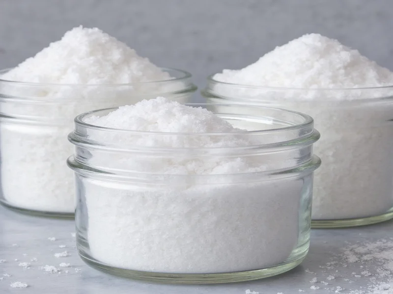Close-up of washing soda and soap flakes in glass jars