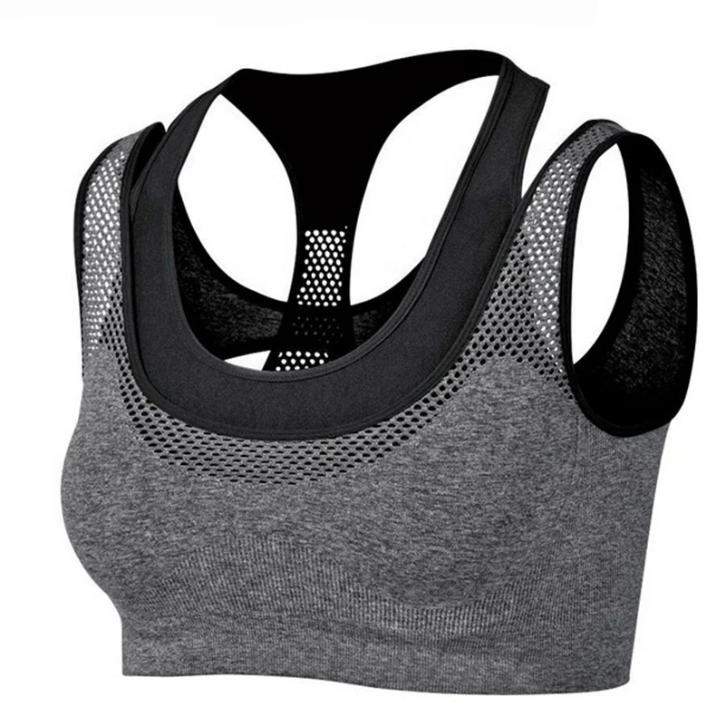 

Absorb Sweat Quick Dry Shockproof Two-piece Sports Bra Fitness Underwear Running Sleep Vest Crop Top Seamless Bras, As picture