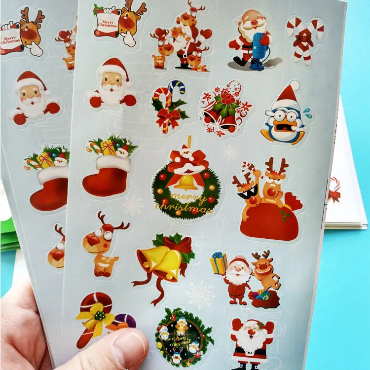 

In stock Christmas sticker sheet Christmas decorative sticker for gifts children's Christmas sticker label from manufacturer